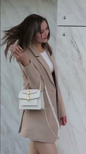 Short Skirt Beautiful Girl Going To Work in a windy day 2021