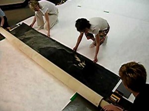 Unrolling The Mural for Conservation Assessment - "A Lunar Landscape" Bonestell Mural