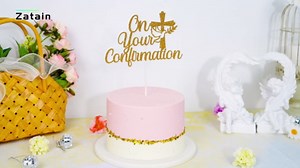 On Your Confirmation Cake Topper, God Bless Cake Décor, Confirmation Blessing, Christian Baptism/Wedding/Baby Shower Party Decorations Gold Glitter