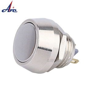 [Hot Item] 12mm Push Button Switch Metal Nickel Plated Brass Flat Head Push Button Switch Logo Customized Available