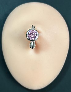 Pink CZ Clip-on Belly Button Ring - Silver Plated Fake Navel Jewelry - Etsy UK