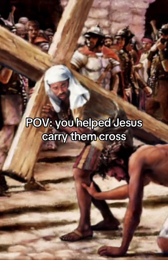 Simon Cyrene was a man from North Africa who was forced to carry the cross of Jesus on the way to his crucifixion. #simonofcyrene #fyp #crucifxion #jesus #godlovesyou