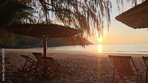 4k pan tilt sunset at Dam Trau beach, Con Son island, Ba Ria Vung Tau, Vietnam known as Con Dao island.