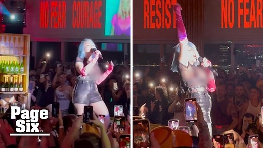 Madonna goes braless in see-through mesh for Pride performance