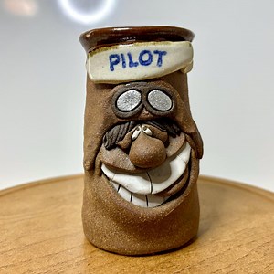 Vintage Folk Art Face Mug – Handbuilt Pottery Pilot Character Cup - Etsy