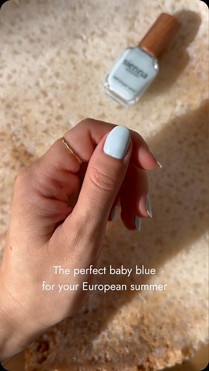 The perfect baby blue nail polish for your European Summer ☀️🩵 Shop our shade Wategos on the website, link in bio! | Sienna Byron Bay