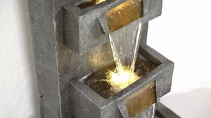 Hi-Line Gift-33 H Cascading Waterfall Fountain Outdoor W/LEDs Garden Fountain Decor