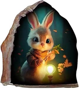 Rabbit Beside a Light, Wall Decor Sticker Decal, Kids Room, Home, Bedroom, Rabbit Hole Decal Decoration