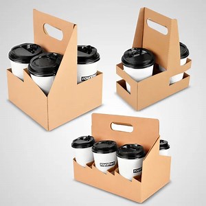 [Hot Item] Custom Logo Printing Corrugated Paper Tea Coffee Drinks Takeout Cup Holder with Handle