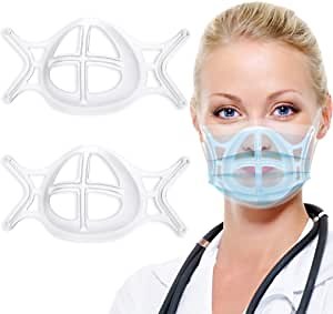 Mask Bracket with Ear Loops - 3D Mask Insert Frame Support for More Breathing Room - Cool Mask Guard Under Mask - Comfortable Face Mask Wearing Protection Holder for Lipstick | 2 Pack