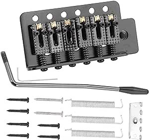 Guitar Tremolo Bridge, Tremolo System with Roller Single Locking Vibrato Bridge Tailpiece for ST Guitar (Black) Electric guitar accessories