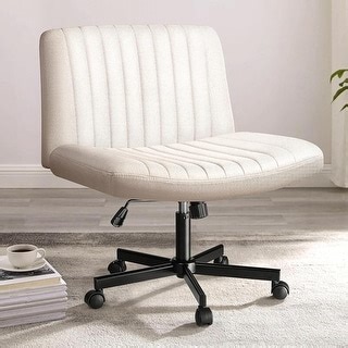 Bossin Criss Cross Chair Armless Office Desk Chair with Wheels,Fabric Padded Cross Legged Chair, Swivel Wide Seat Vanity Chair - Bed Bath & Beyond - 39256149