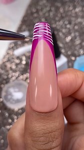 Hot Pink French Dip with Blue Zeebra Stripes Super Bright Nail Art #nails #nailart #acrylicnails #nailtutorial #beautyhacks | Ilysmnail