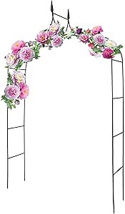 kinbor Metal Garden Arch Trellis - Tall Metal Arch Arbor, Wedding Arbors Trellis Archway for Climbing Plants Roses Vines, Support Rack Outdoor Lawn Backyard Patio Decoration, Black