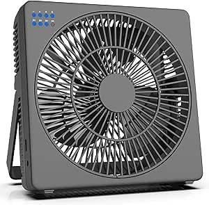 xasla 8 Inch USB Desk Fan with Timer, 5 Speeds Powerful Wind, Lightweight Personal Fan, Portable Table Flat Box Fan for Home, Office, Travel Camping(Adapter Included)