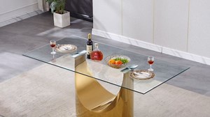 HomVent 70'' Rectangular Glass Dining Table Set Glass Dining Room Table Set for Kitchen, Kitchen Table and Chairs for 6 Table with Chairs Home Furniture