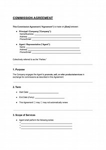 Commission Agreement Template | Editable DOC & PDF - Etsy