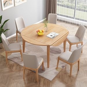 [Hot Item] Modern and Simple Small-Sized Household Retractable and Folding Solid Wood Dining Table