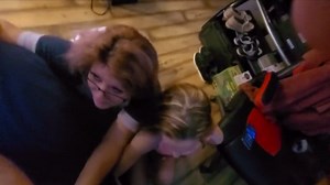 Spraying cum on a couple of friends