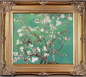 La Pastiche Branches of an Almond Tree in Blossom, Jade Originals Oil Painting, 30 in x 34 in, Renaissance Bronze Frame