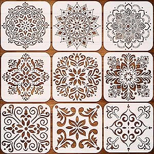 UrbanXElites 12x12 Inch Wall Stencils - Mandala, Moroccan, Mexican Multi-Surface Painting Stencils