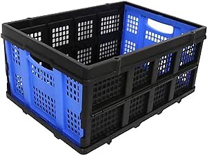 58L Collapsible Shopping Basket, Storage Container, Stackable Storage Bin (Folding Crate)