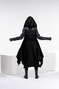 Black Leather Cape, Asymmetrical Wizard Cloak, Gothic Wardrobe, Long Wool Cape Coat, Cyberpunk Sweater Coat, Black Trench Coat Women, - Etsy