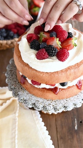 A mixed berry cake? For Spring? Groundbreaking. Recipe linked https://bit.ly/mixedberrycakerecipe | Harris Farm Markets