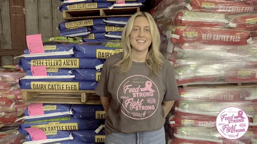 This October, Co-op Feeds is proud to stand with Susan G. Komen® in the fight against breast cancer. Look for pink tags on Co-op and Cumberland Mills feeds, manufactured by ProTrition — it’s more than great feed for your animals, it’s support for families, research, and hope. When you buy bagged feed this month, ProTrition will make a donation to Susan G. Komen® — together, we make an impact. | Franklin Farmers Co-op