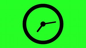 Clock symbol on green background. Animated clock icon. Black transparent watch with arrows. Hour and minute arrow | Premium Stock Video Footage