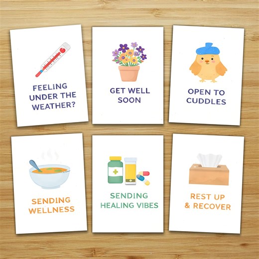 Get Well Soon Cards, Cute Recovery Greeting Cards, Sweet Printable Healing Wishes Card Set - Etsy