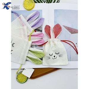 [Hot Item] 2024 Wholesale Party Gift Packing Drawstring Velvet Bunny Easter Candy Bags
