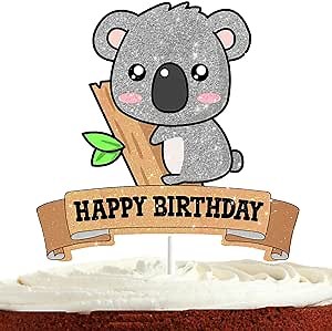 Amazon.com: Cute Koala Cake Topper for Boys Girls Adults Koala Birthday Party Supplies Decorations Glitter Animal Koala Happy Birthday Cake Decorations : Toys & Games