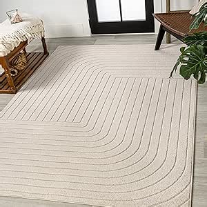JONATHAN Y Odense High-Low Angle Ivory/Cream Indoor/Outdoor Area Rug, 12x15, Pet Friendly, Non-Shedding, Stain Resistant, Easy-Cleaning for Backyard, Patio, Porch (SCN101A-15)