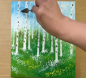 Painting White Birch Trees Easy / Acrylic Painting Techniques | Acrylic Painting Techniques
