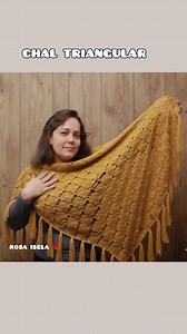 Chalina triangular elegante con hilo de algodón o acrílico. Video en comentarios #seguidores #fblifestyle #chaltejido #tejidos #crochet #chalinatejida | Rosa Isela