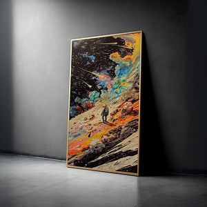 Cosmic Astronaut Exploration, Space Canvas Wall Art, Meteor Shower Galaxy Scene, Vibrant Sci-fi Landscape, Modern Space Decor - Etsy Canada