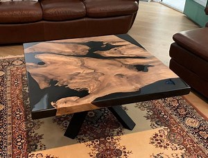 Walnut Wood Square Dark Smoke Epoxy Coffee Table - Etsy