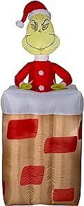 Airblown Holiday Inflatable Dr. Seuss The Grinch In The Chimney 6 Feet Tall