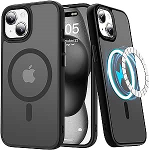 Amazon.com: LUMARKE Strong Magnetic for iPhone 15 Case Translucent Matte - Military-Grade Drop Tested - Slim Fit Shockproof Protective Phone Cover 6.1” for Women Girls - Black : Cell Phones & Accessories