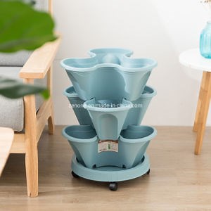 [Hot Item] Plastic Pot Stacked Vertical Pillars with Drip Irrigation for Flowers/Leafy Vegetables/Strawberry