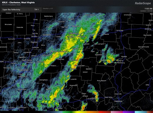 [11:30 AM] A steady stream of light to moderate showers continues to persist across much of the area. A few heavier downpours are also occurring with a few rumbles of thunder possible. | US National Weather Service Wilmington OH