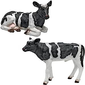 Design Toscano Daisy and Country Boy Cow Statues, Multicolored
