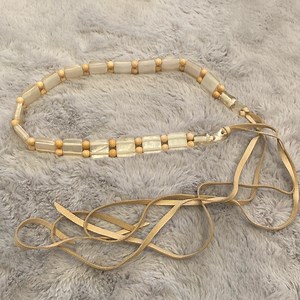 Vintage 70s-80s Lucite Resin Clear Concho beaded Western Suede Tie fringe Belt