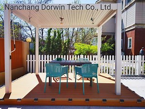 [Hot Item] Patio Gazebo Aluminum Manual Flip Louver LED Shutter Curtain Pergola