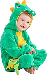 Baby Dinosaur Onesie Toddler Animal Costume for Halloween Cute Infant One Piece Cosplay Make up Party Homewear Romper Girl Boy 18-24 Months