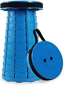 Folding Stool Portable Telescoping Stool Collapsible Lightweight Plastic Stool Retractable Camping Stool for Indoor and Outdoor Activities, Max Load 350 Lbs-Blue
