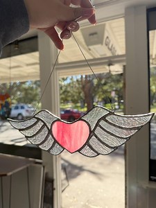 Stained Glass Heart With Wings Customizable - Etsy