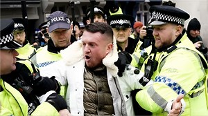 Why was Tommy Robinson arrested? Moment far-right activist was escorted by police from anti-Semitism rally goes viral