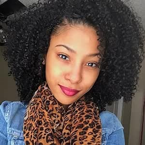 ZigZag Hair Afro Kinky Curly Clip In Human Hair Extensions Brazilian Virgin African American 4B 4C Natural Clip Ins For Black Women (14inch, 3B 3C)